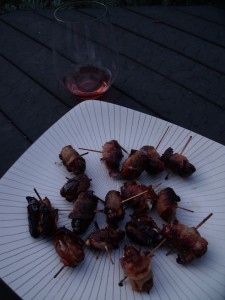 Bacon-Wrapped Dates and a Lovely Rose